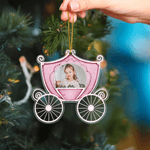 Personalized Princess Carriage Photo Acrylic Ornament with Hanging Rope Home Decoration Christmas Birthday Gift for Girls