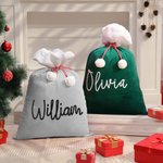 Personalised Soft Drawstring Pompom Large Capacity Christmas Gift Bag with Name Christmas Gift for Kids Family