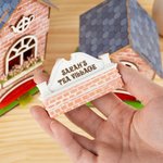 Porte-sachets de thé en bois en forme de maison avec nom Décoration de table Cadeau de pendaison de crémaillère pour les amateurs de thé