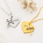 Gepersonaliseerd kruis en geboortesteen Pedant hart-vorm Dainty ketting met gegraveerde tekst Verjaardag Verjaardag Doop cadeau voor kinderen vrouwen