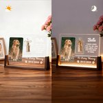 Personalized Pet Photo Fur Keepsake Name Acrylic LED Night Light with Glass Bottle and Wooden Base Christmas Memorial Gift for Pet Lovers