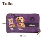 Cartera de cuero PU personalizada con fotos de 1 a 3 gatos o perros múltiples compartimentos y nombres regalo de cumpleaños para amantes de mascotas