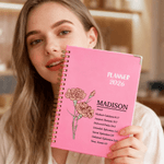 Personalized Birth Flower Bible Verse 2026 Planner Spiral A5 Notebook with Name Monthly Planner Pages Baptism Christmas Gift for Family Christians