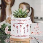 Personalised Toile De Jouy Birth Flower Ceramic Plant Pot with Nicknames and Names Christmas Thanksgiving Day Gift for Mom Grandma