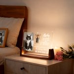 Personalized Pet Photo Fur Keepsake Name Acrylic LED Night Light with Glass Bottle and Wooden Base Christmas Memorial Gift for Pet Lovers