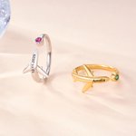 Personalised Birthstone Engraving Text  Airplane Open Ring Birthday Anniversary Gift for Travel Lovers Pilot Mom Flight Attendants