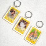 Personalized Ghibli Art Style Photo Poke Acrylic Keychain with Attack Description and Protective Cover Birthday Anniversary Gift for Family Friends