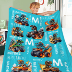 Personalized Multicolor Truck Dinosaur Soft Throw Blanket with Name and Initial Home Decor Birthday Gift for Kids Dinosaur Lovers Boys