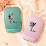 Personalisierte Geburt Blume PU Leder LED Licht Reise Schmuckkästchen mit Namen Geburtstag Geschenk für Brautjungfern Schwestern