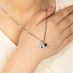 Personalized Photo Projection Necklace with Paw Print Engraved Pet Loss Memorial Jewelry Birthday Gift for Pet Lovers Owners