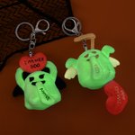 Personalized Love Heart Glow-In-The-Dark Cute Boo Plush Angel Devil Keychain with Name and Text Halloween Gift for Couples Girlfriend