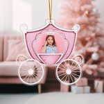 Personalized Princess Carriage Photo Acrylic Ornament with Hanging Rope Home Decoration Christmas Birthday Gift for Girls
