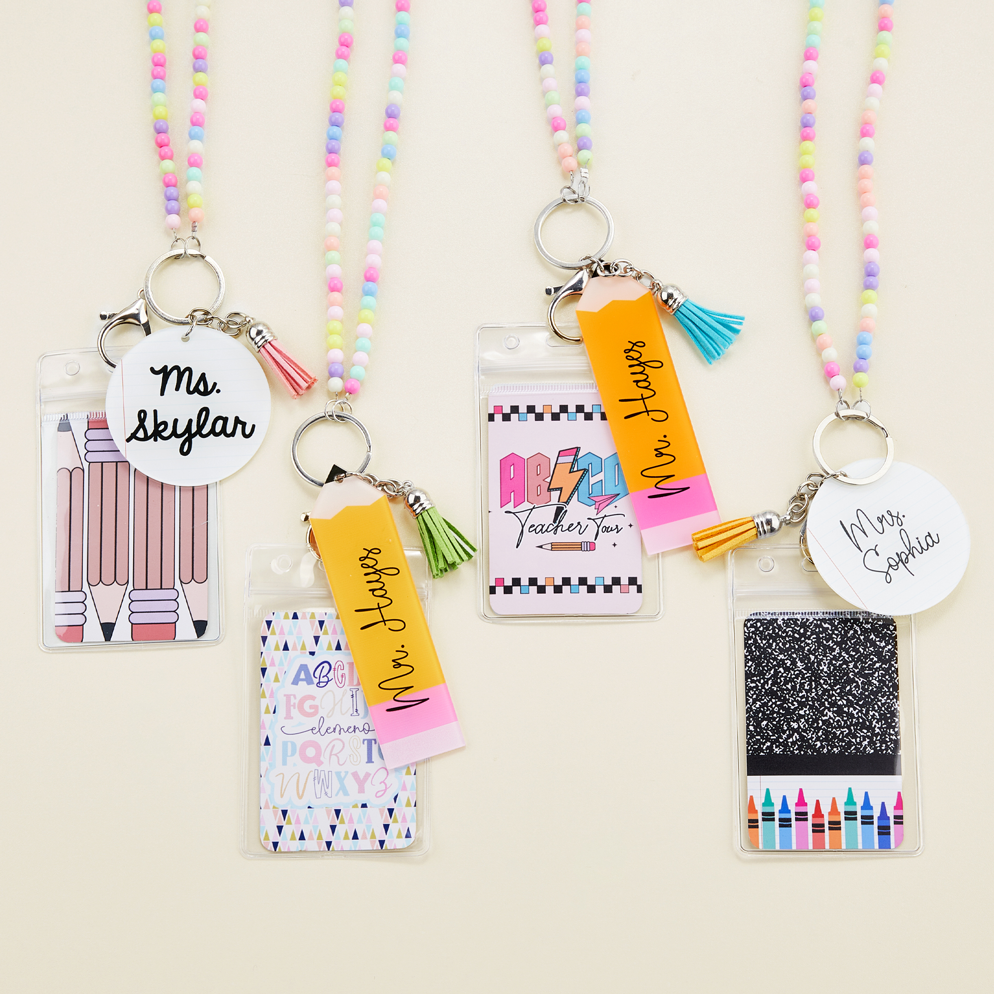 Set de cordons personnalisés avec nom et pompon Journée d'appréciation des enseignants Cadeau de rentrée pour les enseignants et éducateurs