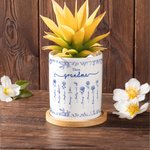 Personalised Toile De Jouy Birth Flower Ceramic Plant Pot with Nicknames and Names Christmas Thanksgiving Day Gift for Mom Grandma