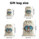 Personalized Heart Line Christmas Drawstring Gift Bag with Name and Photo Birthday Christmas Gift for Boys Girls