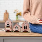Porte-sachets de thé en bois en forme de maison avec nom Décoration de table Cadeau de pendaison de crémaillère pour les amateurs de thé