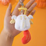 Personalized Love Heart Glow-In-The-Dark Cute Boo Plush Angel Devil Keychain with Name and Text Halloween Gift for Couples Girlfriend