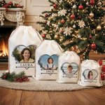 Personalized Heart Line Christmas Drawstring Gift Bag with Name and Photo Birthday Christmas Gift for Boys Girls