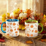 Personalized Pumpkin Maple Leaf Ceramic Coffee Mug with Name Thanksgiving Day Autumn Gift for Family Kids Friends