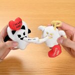 Personalized Love Heart Glow-In-The-Dark Cute Boo Plush Angel Devil Keychain with Name and Text Halloween Gift for Couples Girlfriend