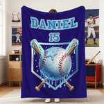 Personalised Ice Cream Dripping Baseball Soft Throw Blanket with Name and Number Home Decor Birthday Christmas Gift for Kids Sports Lovers