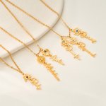 Personalized 1-8 Birth Flower Birthstone Necklace with Name Birthday Anniversary Christmas Gift for Grandma Mom Women