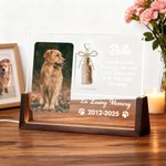 Personalized Pet Photo Fur Keepsake Name Acrylic LED Night Light with Glass Bottle and Wooden Base Christmas Memorial Gift for Pet Lovers