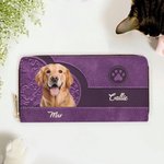 Cartera de cuero PU personalizada con fotos de 1 a 3 gatos o perros múltiples compartimentos y nombres regalo de cumpleaños para amantes de mascotas