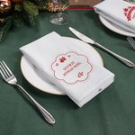 Serviette de Table Rouge en Coton Personnalisée avec Nom Texte et Motif Décoration de Table Cadeau de Noël pour Famille et Amis