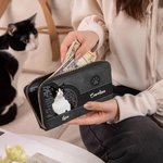 Cartera de cuero PU personalizada con fotos de 1 a 3 gatos o perros múltiples compartimentos y nombres regalo de cumpleaños para amantes de mascotas