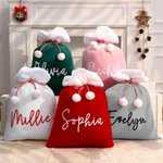 Personalised Soft Drawstring Pompom Large Capacity Christmas Gift Bag with Name Christmas Gift for Kids Family