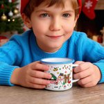 Personalized Santa Claus Snowman Elf Reindeer Design 12 oz Enamel Mug with Name Daily Use Christmas Gift for Boys Girls