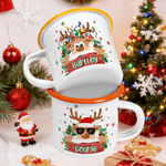 Personalized Cute Christmas Elk 12 oz Enamel Mug with Name Christmas Gift for Family Kids