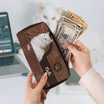 Cartera de cuero PU personalizada con fotos de 1 a 3 gatos o perros múltiples compartimentos y nombres regalo de cumpleaños para amantes de mascotas