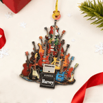 Personalized 2D Flat Electric Guitar Christmas Ornament with Name Christmas Gift for Guitarists Music Lovers