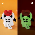 Personalized Love Heart Glow-In-The-Dark Cute Boo Plush Angel Devil Keychain with Name and Text Halloween Gift for Couples Girlfriend