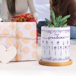 Personalised Toile De Jouy Birth Flower Ceramic Plant Pot with Nicknames and Names Christmas Thanksgiving Day Gift for Mom Grandma
