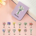 Personalized Birth Flower Multicolor Magnetic PU Leather Bookmark Clip with Name Daily Use Birthday Gift for Book Lovers