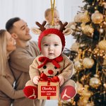 Ornamento acrilico personalizzato con il volto del bambino con nome e anno Decorazione per la casa Regalo di Natale per bambini