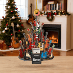 Personalized 2D Flat Electric Guitar Christmas Ornament with Name Christmas Gift for Guitarists Music Lovers