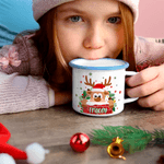 Personalized Cute Christmas Elk 12 oz Enamel Mug with Name Christmas Gift for Family Kids