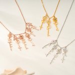 Personalized 1-8 Birth Flower Birthstone Necklace with Name Birthday Anniversary Christmas Gift for Grandma Mom Women