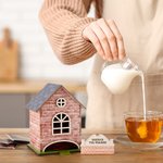 Porte-sachets de thé en bois en forme de maison avec nom Décoration de table Cadeau de pendaison de crémaillère pour les amateurs de thé