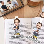 Personalized Cartoon Reading Character Magnetic Bookmark Clip with Name Birthday Christmas Gift for Men Women Book Lovers