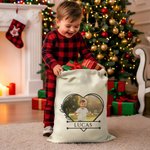 Personalized Heart Line Christmas Drawstring Gift Bag with Name and Photo Birthday Christmas Gift for Boys Girls