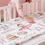 Personalised Pink Ballet Girl Christmas Tree Soft Throw Blanket with Name and Initial Home Decor Christmas Birthday Baby Shower Gift for Little Girl