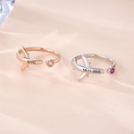 Personalised Birthstone Engraving Text  Airplane Open Ring Birthday Anniversary Gift for Travel Lovers Pilot Mom Flight Attendants