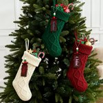 Chaussette de Noël Suspendue Personnalisée avec Nom Étiquette en Bois Décoration de Maison Cadeau Noël pour la Famille