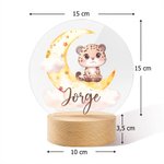 Luz nocturna LED personalizada con animales marinos nombre y base de madera para decoración de habitación regalo de cumpleaños para niños y niñas