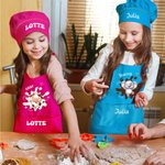 Gepersonaliseerd Schattig Dier Kinderschort- en Koksmutsenset met Naam voor Koken Knutselactiviteiten Verjaardag of Feestdagen Cadeau voor Kinderen